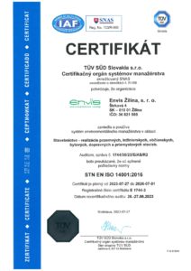 Certifikat ISO 14001